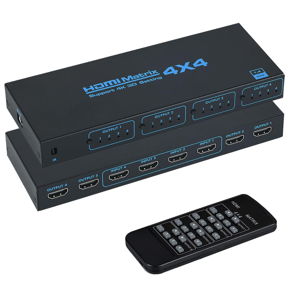 4K HDMI Matrix 4 in 4 Out with IR Remote Control